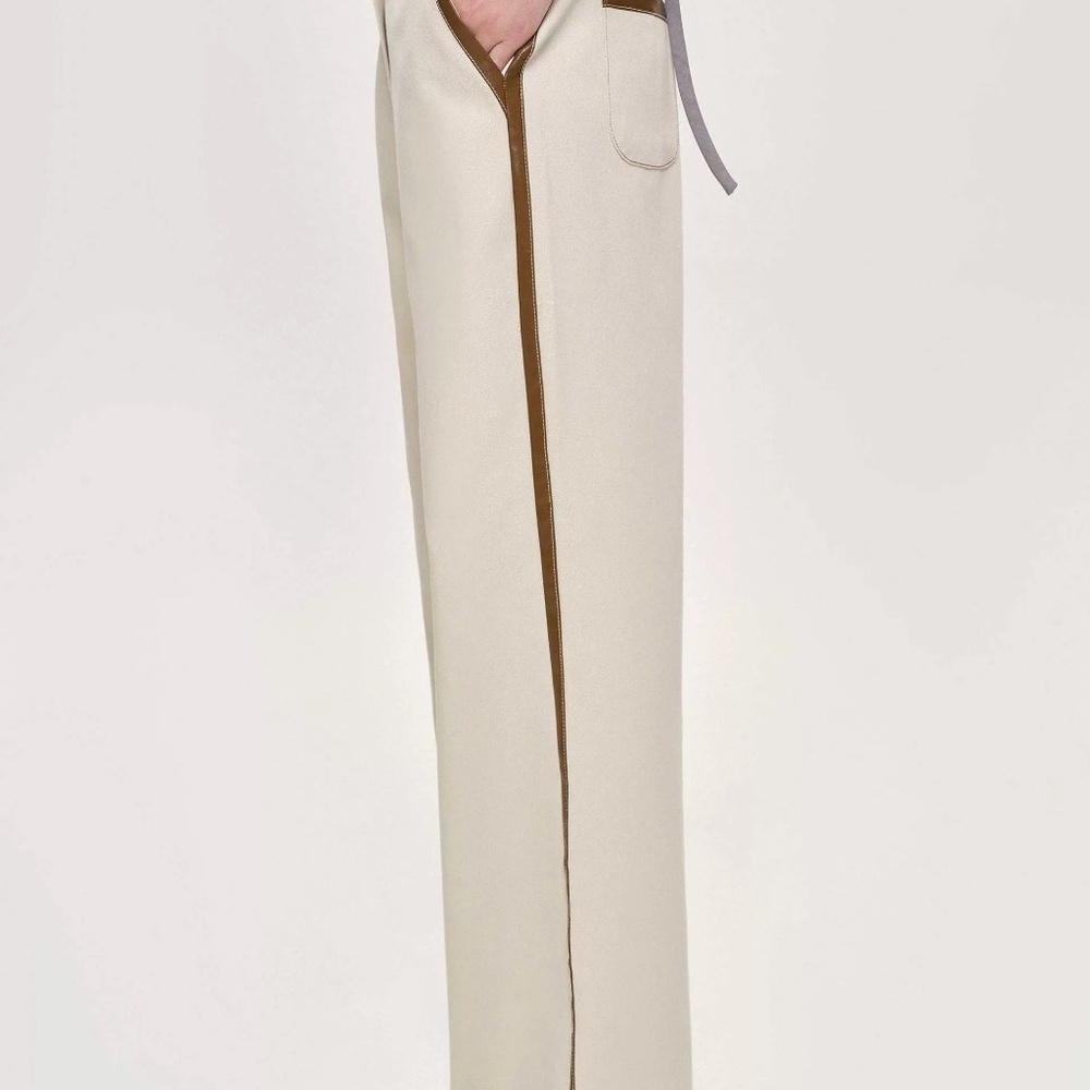 Source Unknown Co-Ords-Leather-Trimmed Pants, Can… - image 2